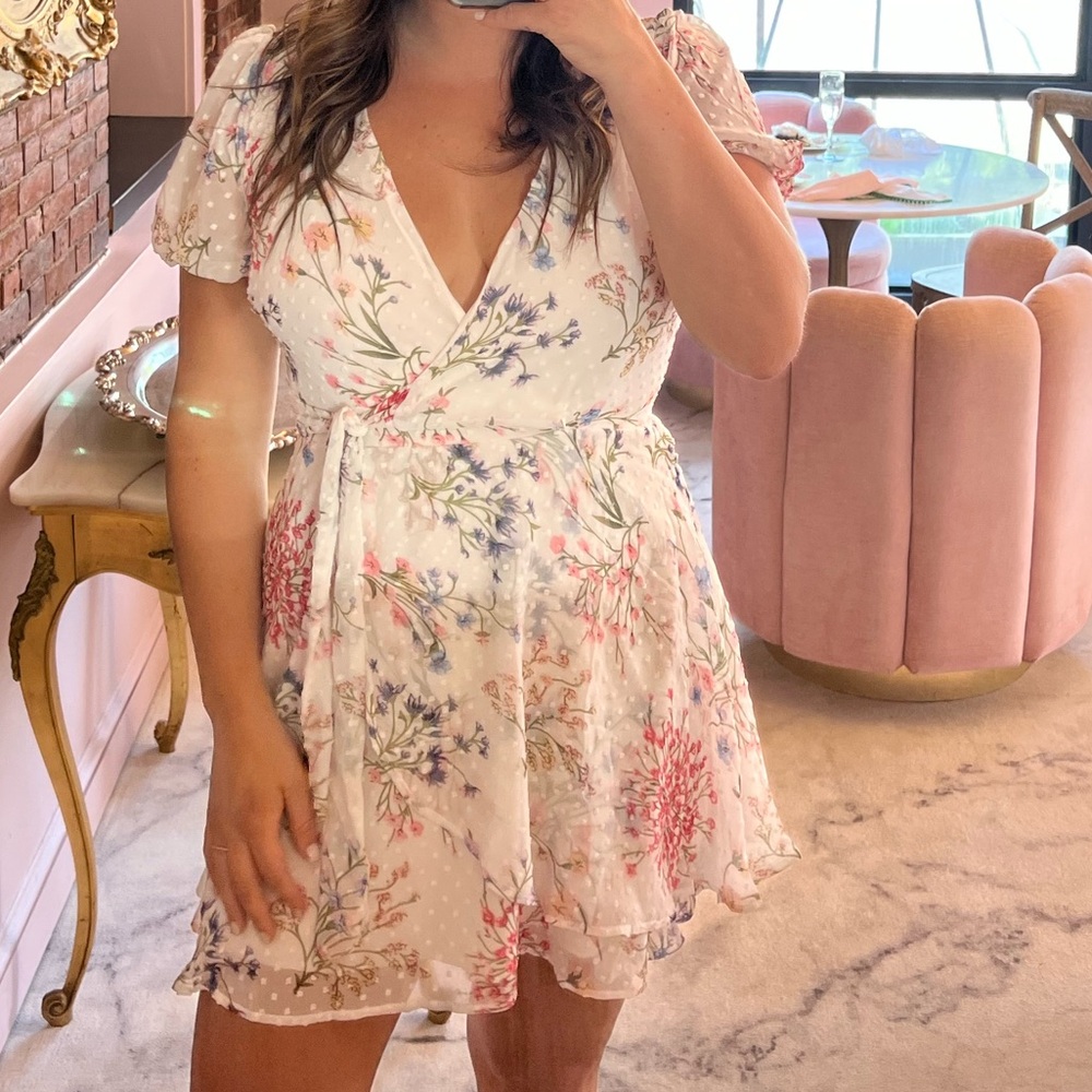 White & Pink Floral Dress